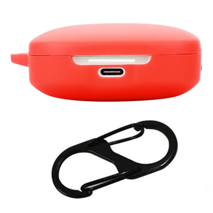 For Xiaomi Redmi Buds 6 Silicone Case Bluetooth Earphone Cover with Anti-Lost Buckle - Red