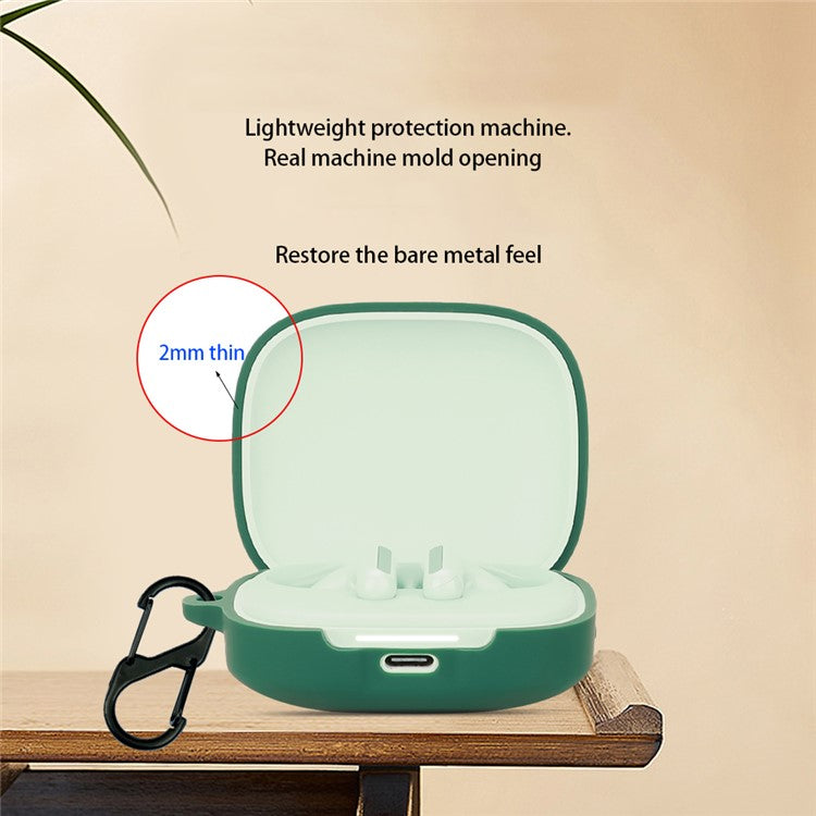 For Xiaomi Redmi Buds 6 Silicone Case Bluetooth Earphone Cover with Anti-Lost Buckle - Matcha Green