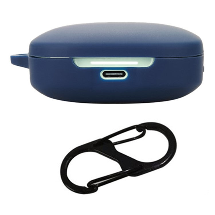 For Xiaomi Redmi Buds 6 Silicone Case Bluetooth Earphone Cover with Anti-Lost Buckle - Dark Blue