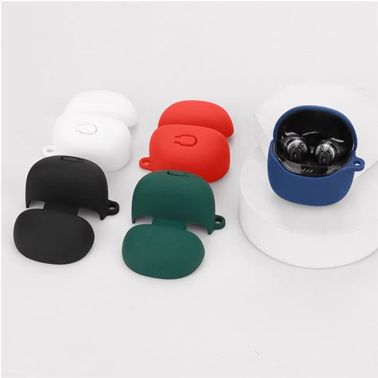 For JBL Tune Flex 2 Bluetooth Earphone Case Silicone Protective Cover with Hanging Buckle - Dark Blue