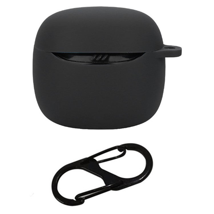 For JBL Tune Flex 2 Bluetooth Earphone Case Silicone Protective Cover with Hanging Buckle - Black