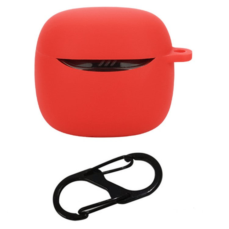 For JBL Tune Flex 2 Bluetooth Earphone Case Silicone Protective Cover with Hanging Buckle - Red