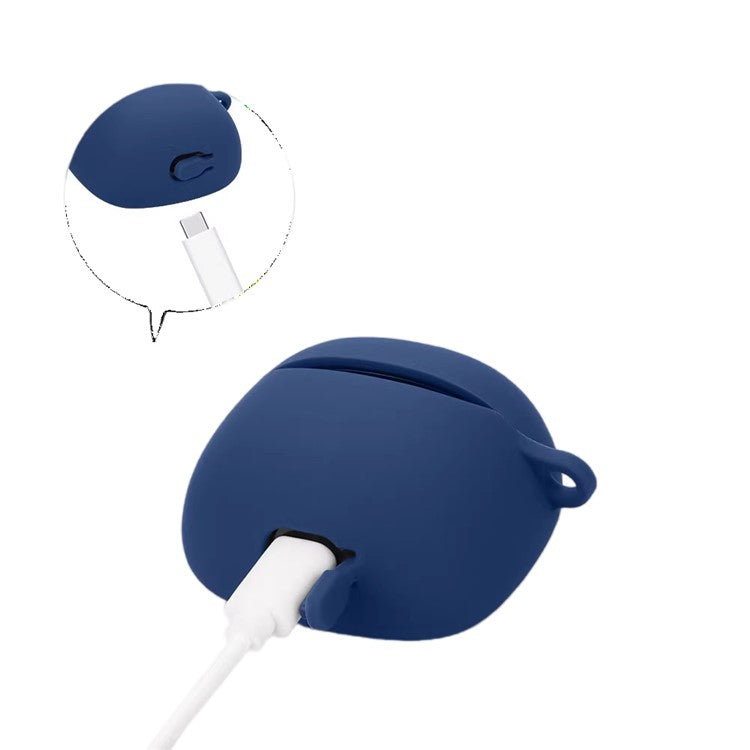 For JBL Tune Flex 2 Bluetooth Earphone Case Silicone Protective Cover with Hanging Buckle - Blackish Green