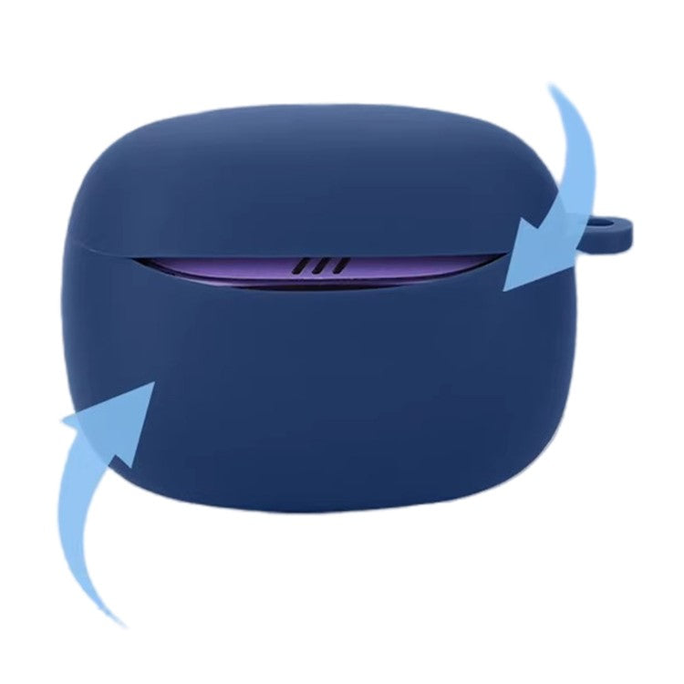 For JBL Tune Buds 2 Bluetooth Earbuds Case Soft Silicone Cover with Anti-Lost Buckle - White