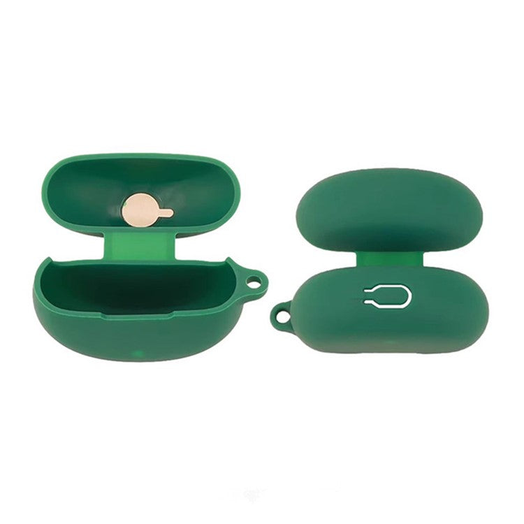 For OnePlus Buds Pro 3 Bluetooth Earphones Case Soft Silicone Cover with Anti-Lost Buckle - Blackish Green