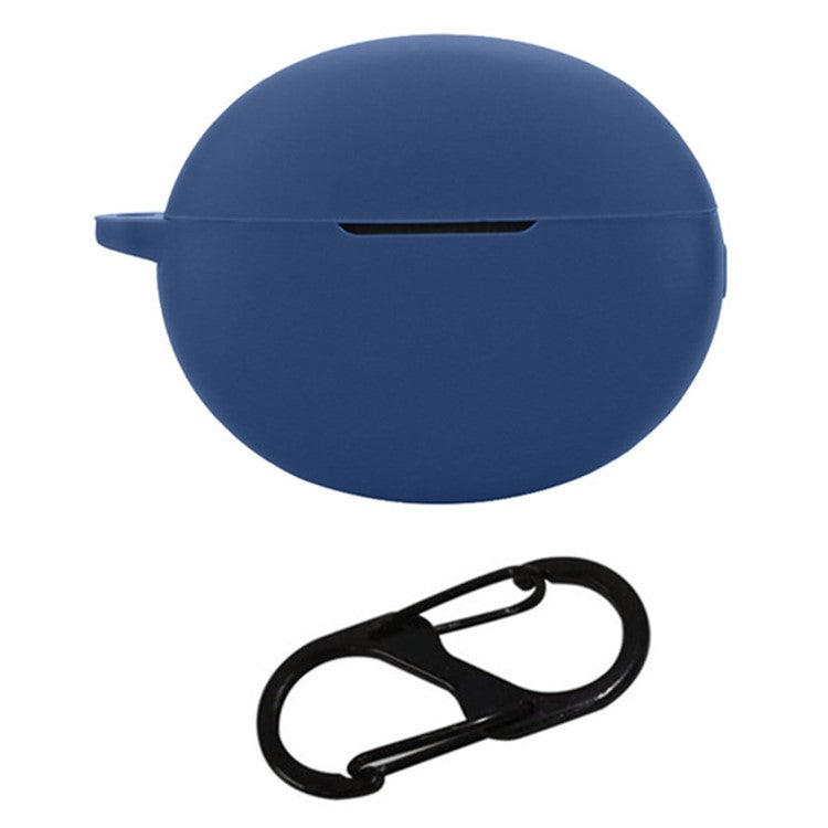 For OnePlus Buds Pro 3 Bluetooth Earphones Case Soft Silicone Cover with Anti-Lost Buckle - Dark Blue