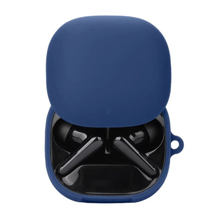 For Anker Soundcore Liberty 4 Pro Bluetooth Earphones Case Silicone Cover with Anti-Lost Buckle - Dark Blue