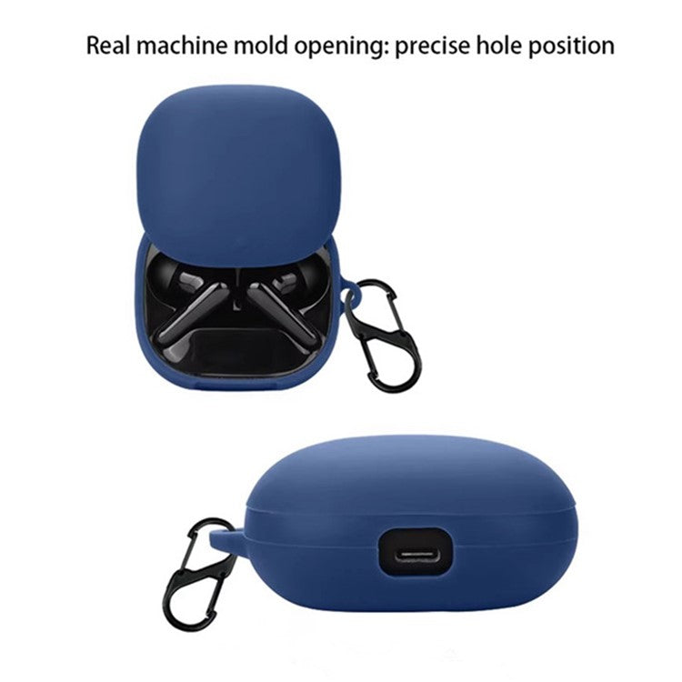 For Anker Soundcore Liberty 4 Pro Bluetooth Earphones Case Silicone Cover with Anti-Lost Buckle - Black