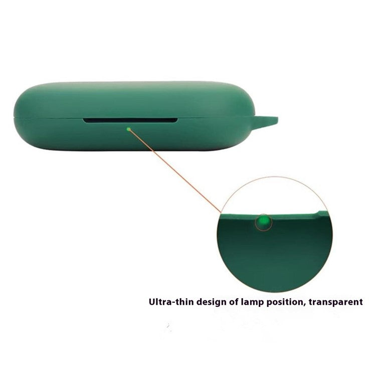 For Anker Soundcore V20i Bluetooth Earphones Case Silicone Cover with Anti-Lost Buckle - Blackish Green