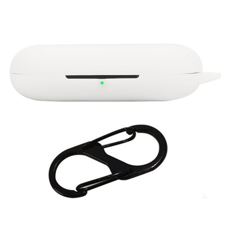 For Anker Soundcore V20i Bluetooth Earphones Case Silicone Cover with Anti-Lost Buckle - White