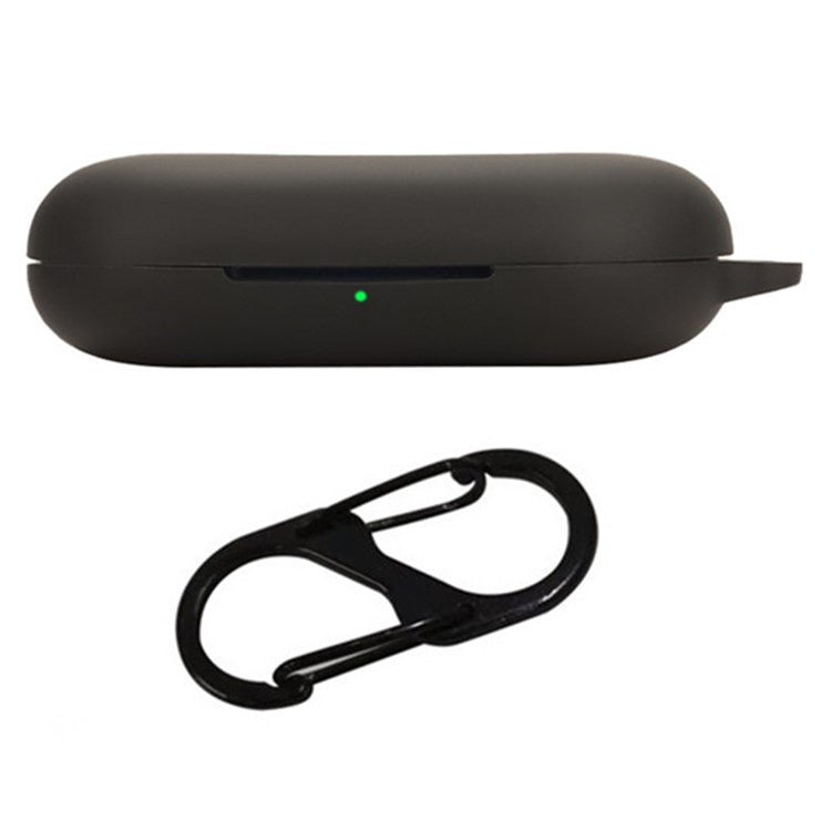 For Anker Soundcore V20i Bluetooth Earphones Case Silicone Cover with Anti-Lost Buckle - Black