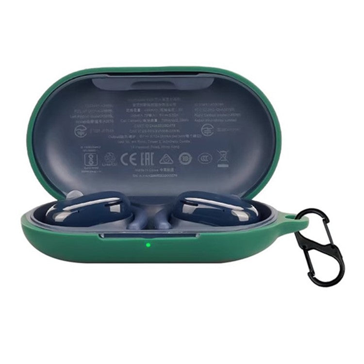 For Anker Soundcore V20i Bluetooth Earphones Case Silicone Cover with Anti-Lost Buckle - Black