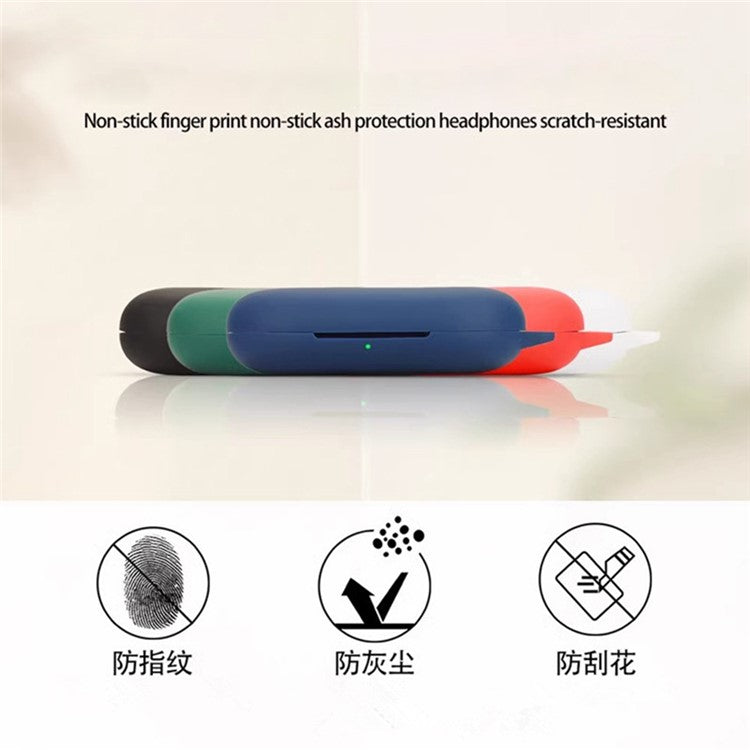 For Anker Soundcore V20i Bluetooth Earphones Case Silicone Cover with Anti-Lost Buckle - Black