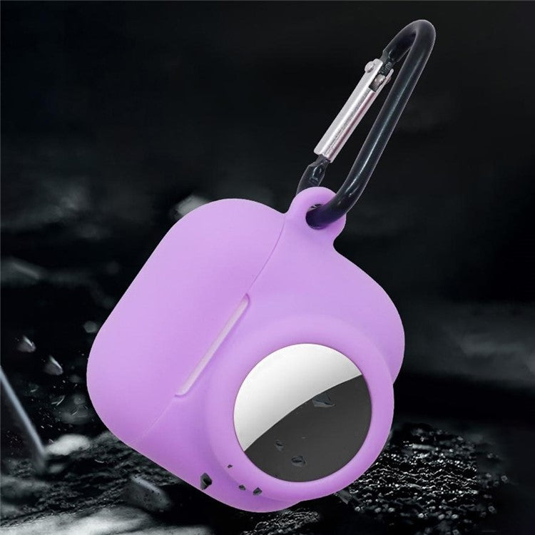 Silicone Case Combo Set for Apple AirPods 4 / AirTag Cover with 2Pcs Earphone Cap and Carabiner - Dark Blue