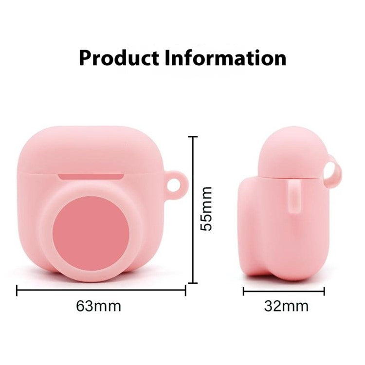 Silicone Case Combo Set for Apple AirPods 4 / AirTag Cover with 2Pcs Earphone Cap and Carabiner - Luminous Blue