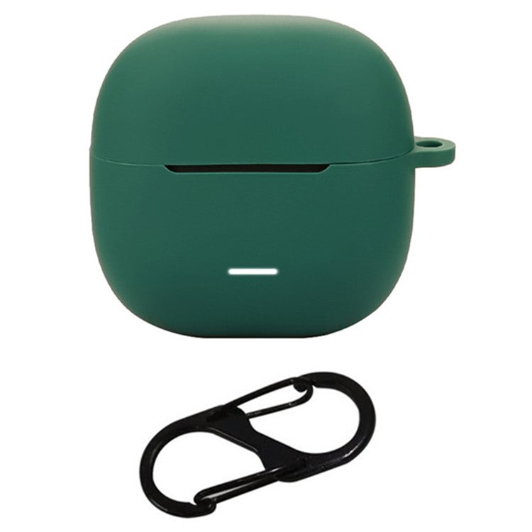 For Xiaomi Redmi Buds 6 Lite Silicone Case Protective Cover With Carabiner - Blackish Green