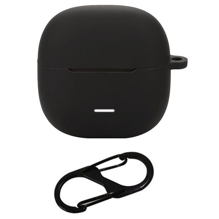 For Xiaomi Redmi Buds 6 Lite Silicone Case Protective Cover With Carabiner - Black
