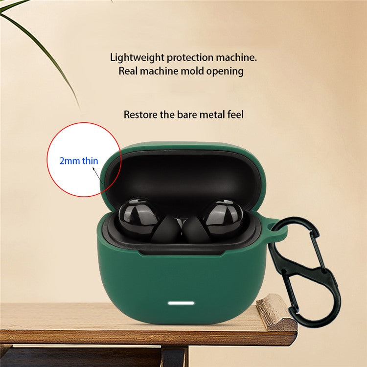 For Xiaomi Redmi Buds 6 Lite Silicone Case Protective Cover With Carabiner - Black