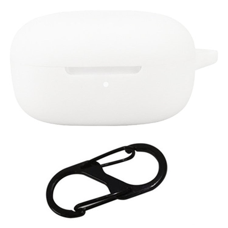 For Xiaomi Redmi Buds 6 Play Bluetooth Earphones Case Soft Silicone Cover with Anti-Lost Buckle - White