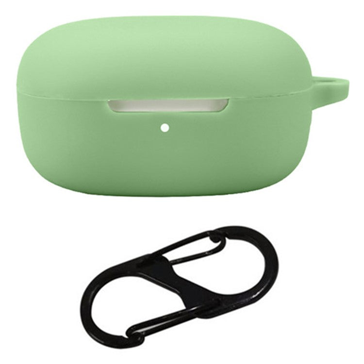 For Xiaomi Redmi Buds 6 Play Bluetooth Earphones Case Soft Silicone Cover with Anti-Lost Buckle - Matcha Green