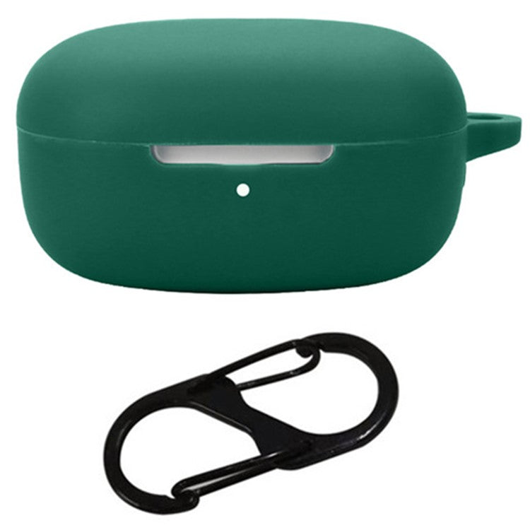 For Xiaomi Redmi Buds 6 Play Bluetooth Earphones Case Soft Silicone Cover with Anti-Lost Buckle - Blackish Green