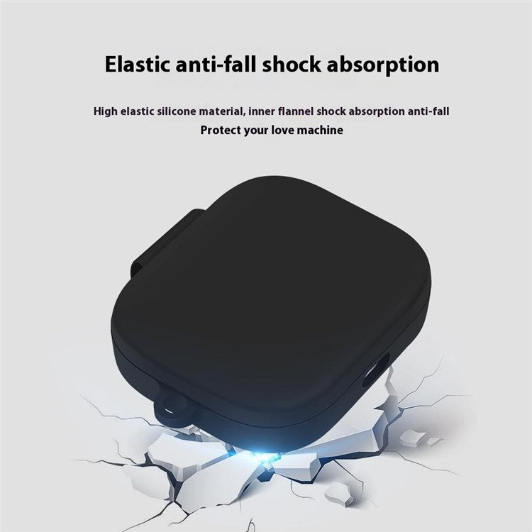 For Xiaomi Redmi Buds 6S / Buds 6 Active Case Wireless Earphone Silicone Protective Cover with Carabiner - Black