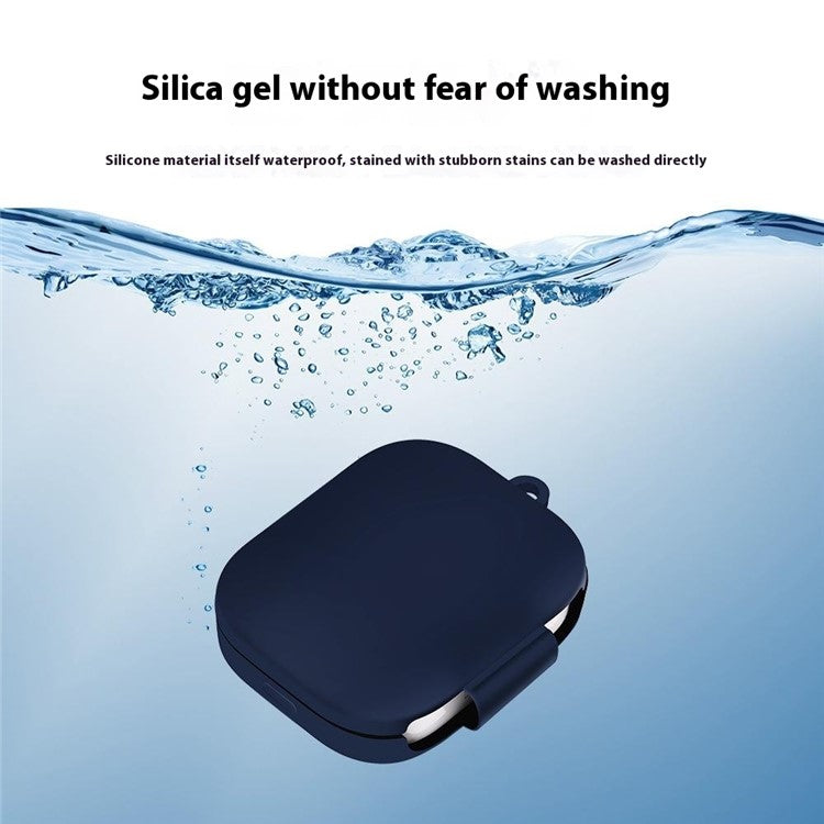 For Xiaomi Redmi Buds 6S / Buds 6 Active Case Wireless Earphone Silicone Protective Cover with Carabiner - Midnight Blue