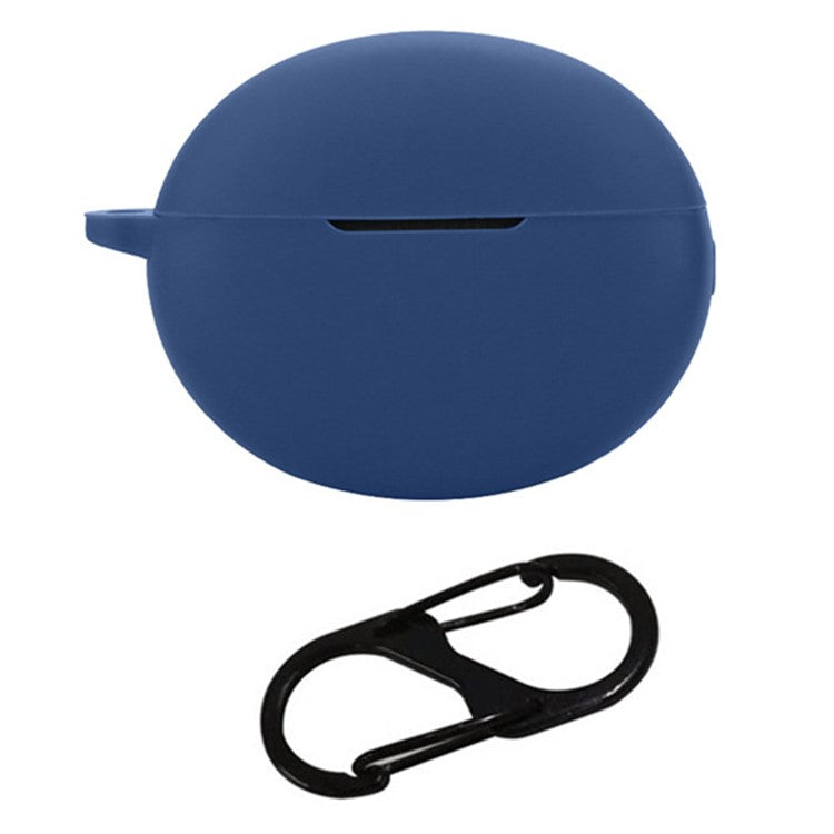 For Oppo Enco X3 Charging Case Cover Bluetooth Earbuds Soft Silicone Cover with Anti Lost Buckle - Dark Blue