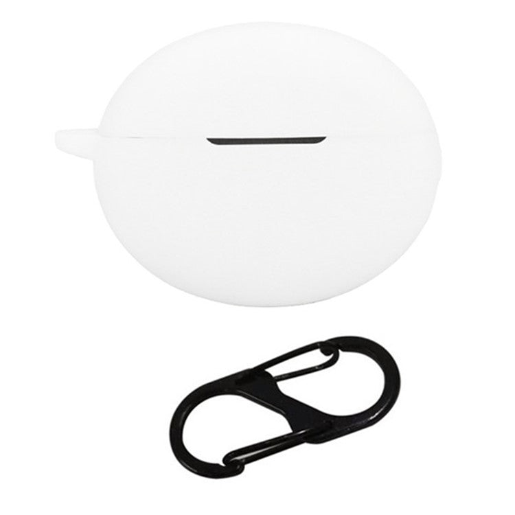 For Oppo Enco X3 Charging Case Cover Bluetooth Earbuds Soft Silicone Cover with Anti Lost Buckle - White