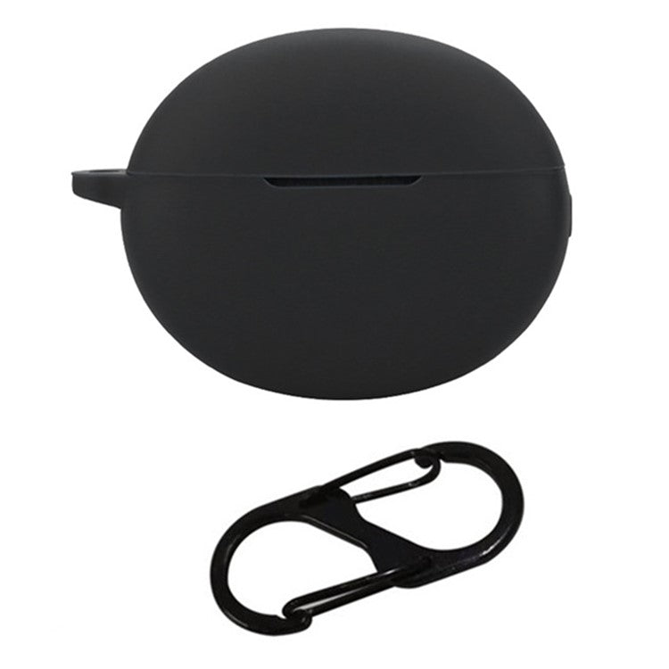 For Oppo Enco X3 Charging Case Cover Bluetooth Earbuds Soft Silicone Cover with Anti Lost Buckle - Black