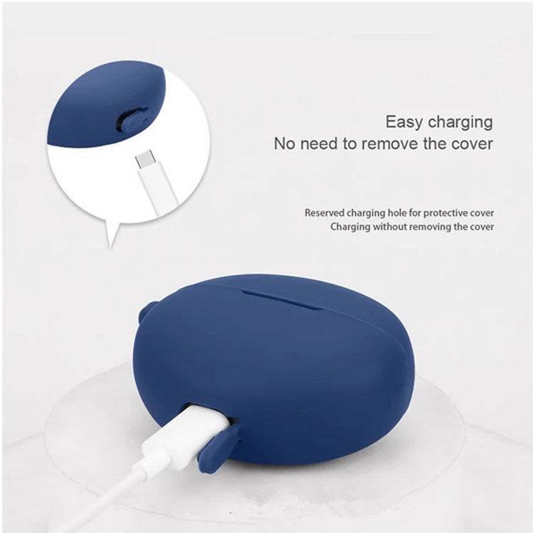 For Oppo Enco X3 Charging Case Cover Bluetooth Earbuds Soft Silicone Cover with Anti Lost Buckle - Matcha Green