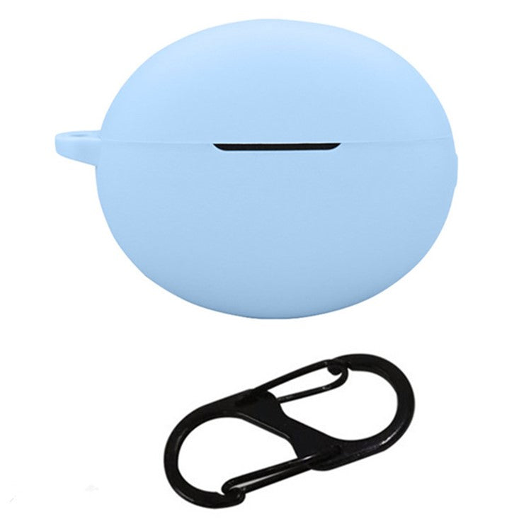 For Oppo Enco X3 Charging Case Cover Bluetooth Earbuds Soft Silicone Cover with Anti Lost Buckle - Baby Blue