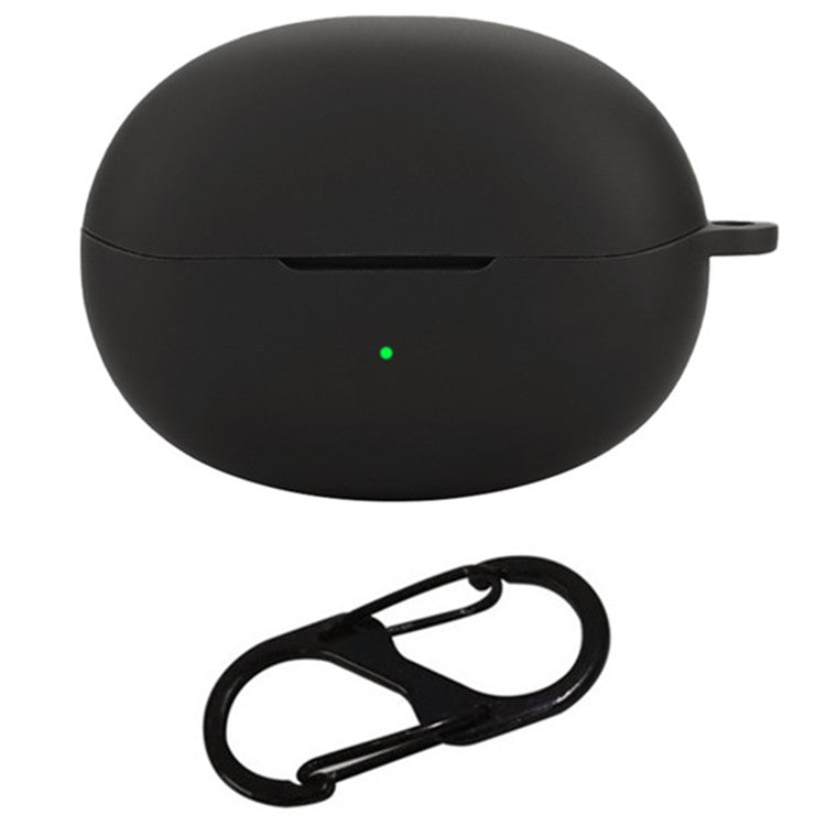 For QCY Crossky C30 Bluetooth Earphones Case Soft Silicone Cover with Anti-Lost Buckle - Black