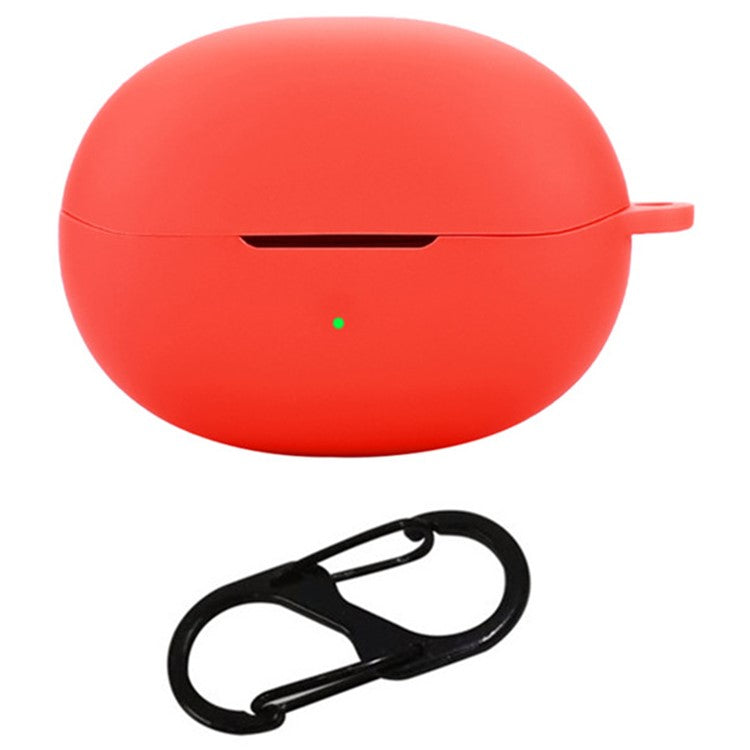 For QCY Crossky C30 Bluetooth Earphones Case Soft Silicone Cover with Anti-Lost Buckle - Red