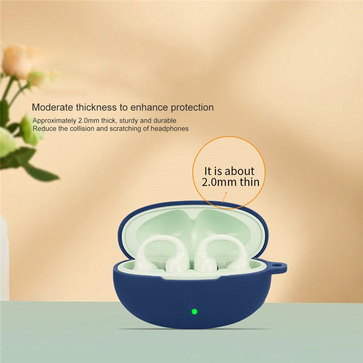 For Edifier LolliClip Bluetooth Earphones Case Soft Silicone Cover with Anti-Lost Buckle - Black