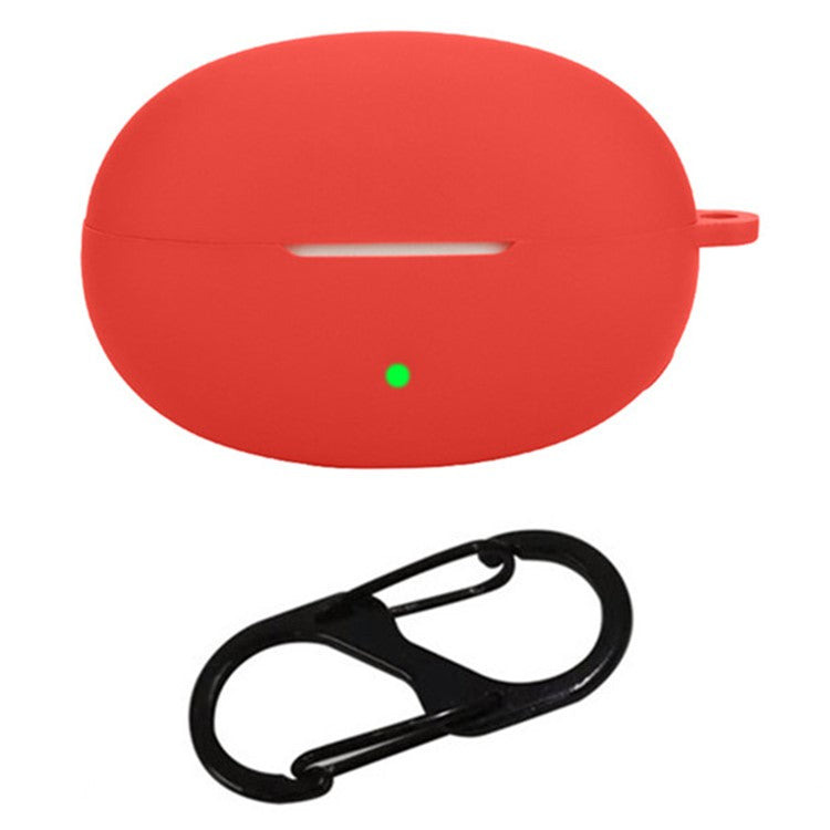 For Edifier LolliClip Bluetooth Earphones Case Soft Silicone Cover with Anti-Lost Buckle - Red
