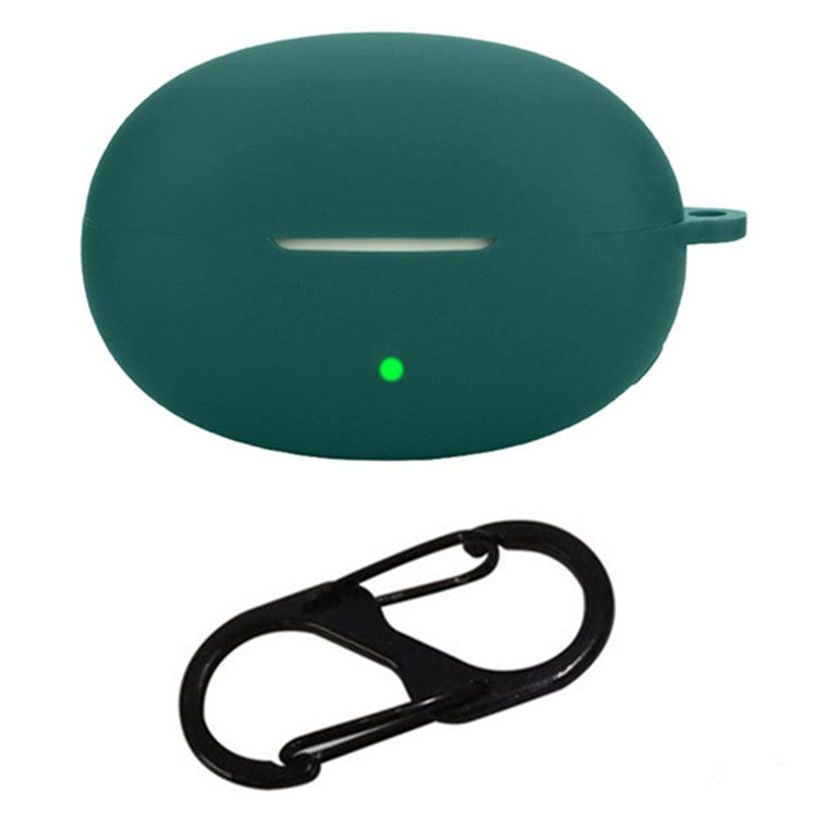 For Edifier LolliClip Bluetooth Earphones Case Soft Silicone Cover with Anti-Lost Buckle - Blackish Green