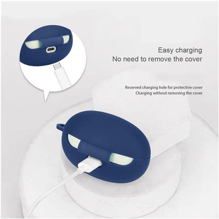 For Edifier LolliClip Bluetooth Earphones Case Soft Silicone Cover with Anti-Lost Buckle - Blackish Green