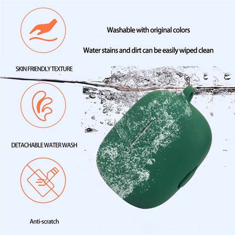 For Honor Choice LCHSE X7 Lite Bluetooth Earphones Case Soft Silicone Cover with Anti-Lost Buckle - Matcha Green