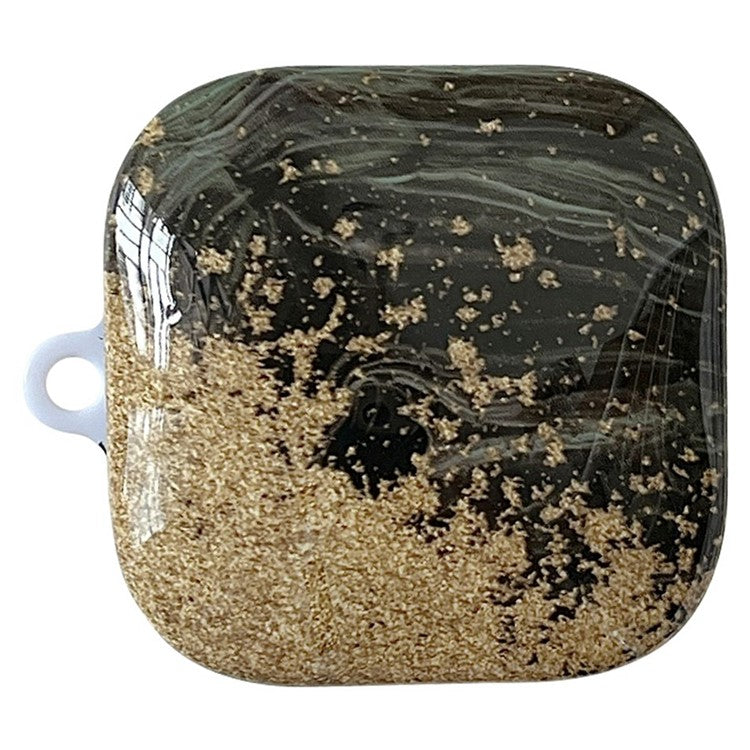 For Xiaomi Redmi Buds 6 Active Shockproof Case Marble Pattern Headset Hard PC Cover - Black / Gold