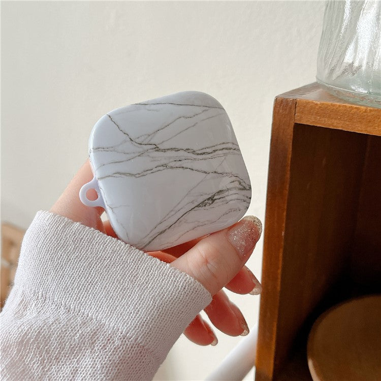 For Xiaomi Redmi Buds 6 Active Shockproof Case Marble Pattern Headset Hard PC Cover - White