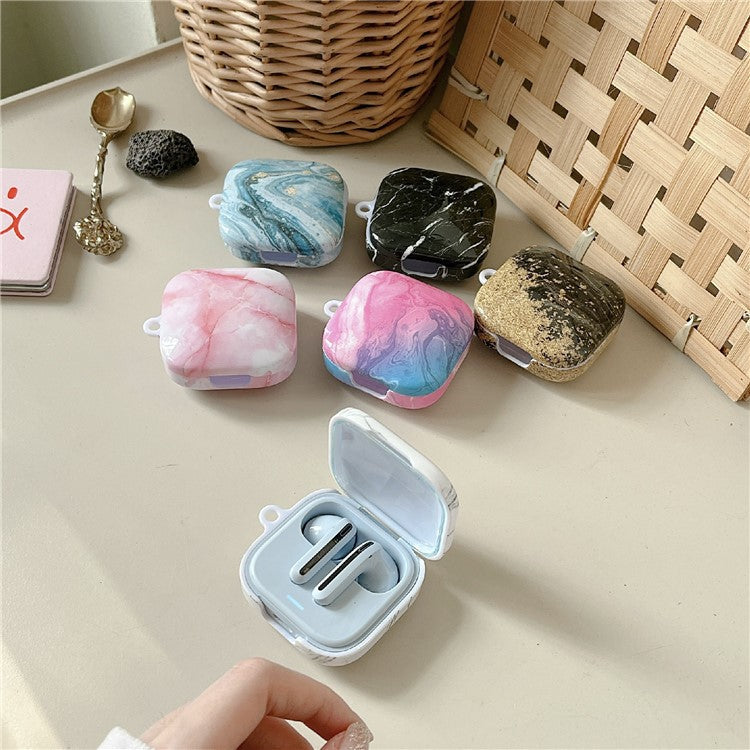 For Xiaomi Redmi Buds 6 Active Shockproof Case Marble Pattern Headset Hard PC Cover - Pink / Blue