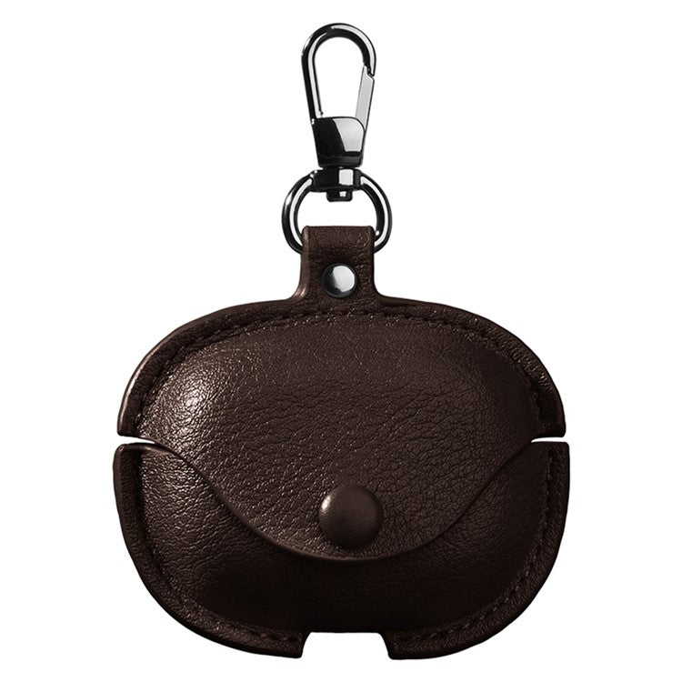 For Xiaomi Redmi Buds 6 Charging Case Cover Leather+PC Earbuds Protective Case - Dark Brown