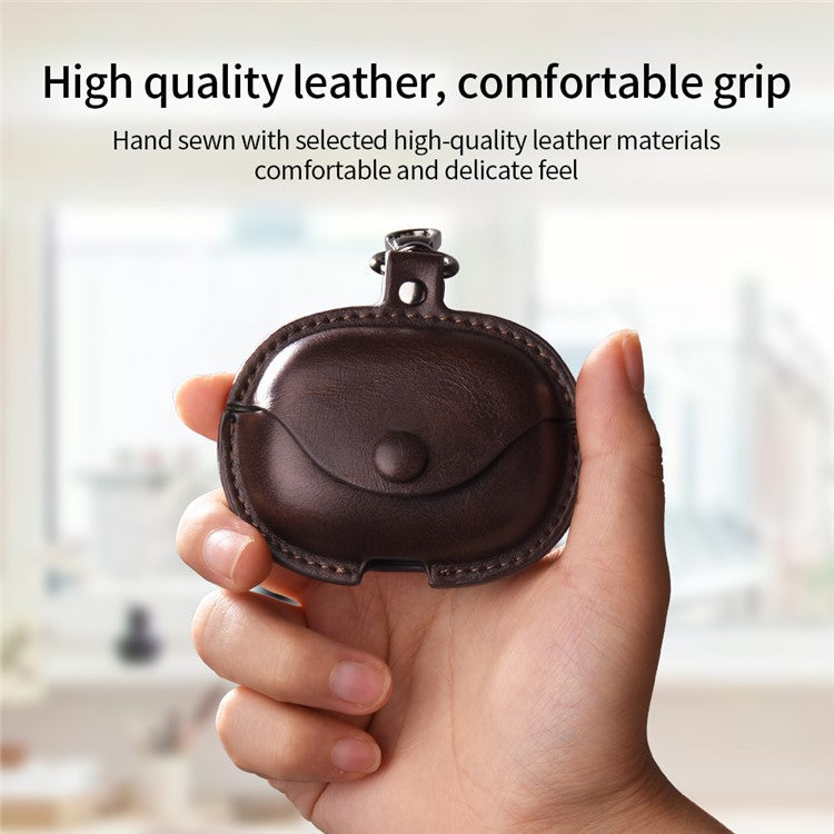 For Xiaomi Redmi Buds 6 Charging Case Cover Leather+PC Earbuds Protective Case - Dark Brown