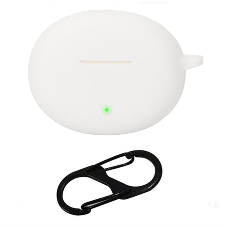 For Oppo Enco R3 Pro Case with Anti Lost Buckle Bluetooth Earbuds Silicone Protective Cover - White