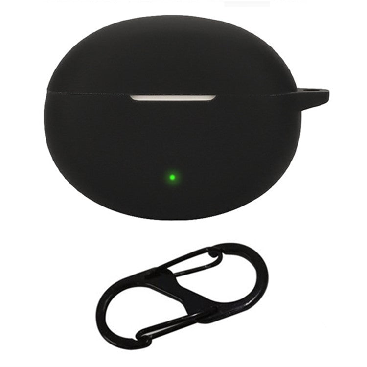 For Oppo Enco R3 Pro Case with Anti Lost Buckle Bluetooth Earbuds Silicone Protective Cover - Black