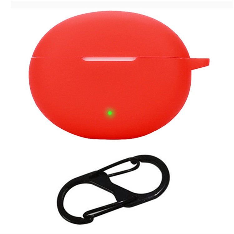 For Oppo Enco R3 Pro Case with Anti Lost Buckle Bluetooth Earbuds Silicone Protective Cover - Red
