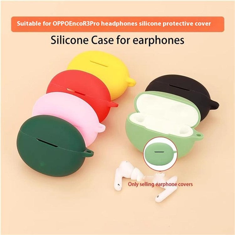 For Oppo Enco R3 Pro Case with Anti Lost Buckle Bluetooth Earbuds Silicone Protective Cover - Grey