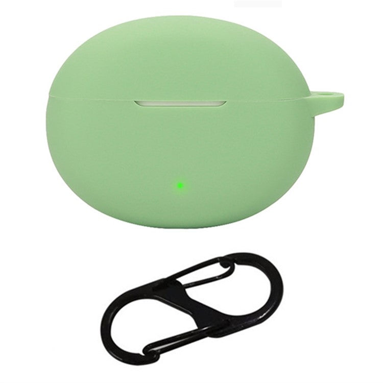 For Oppo Enco R3 Pro Case with Anti Lost Buckle Bluetooth Earbuds Silicone Protective Cover - Matcha Green