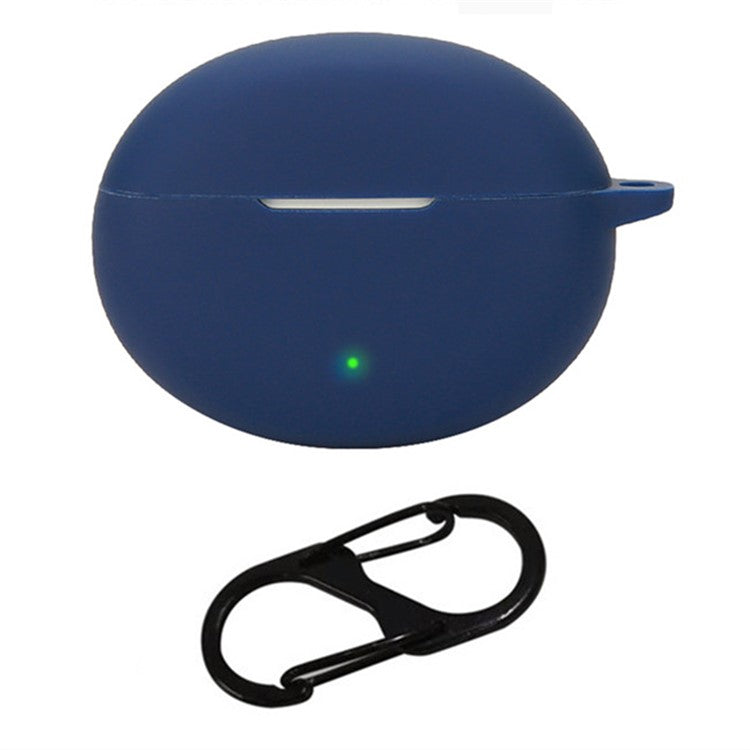 For Oppo Enco R3 Pro Case with Anti Lost Buckle Bluetooth Earbuds Silicone Protective Cover - Dark Blue